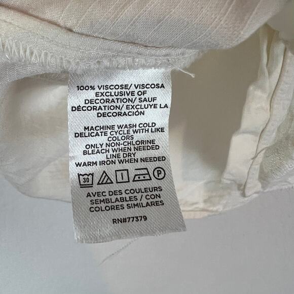 Ann Taylor Factory Button Up Sleeveless Top size XXSP Ruffles Ivory - Picture 5 of 6